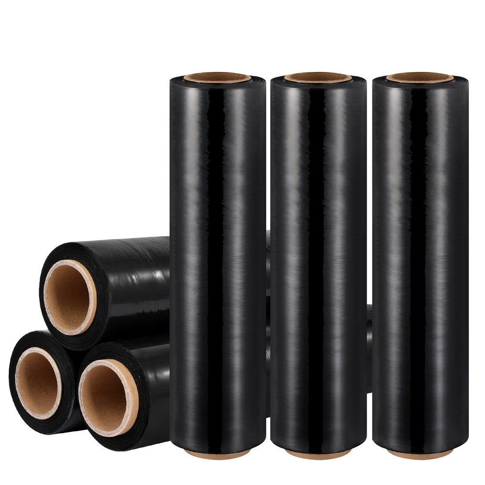 500mm x 400m Stretch Film Pallet Shrink Wrap 6 Rolls Package Use Plastic Black - Image 1