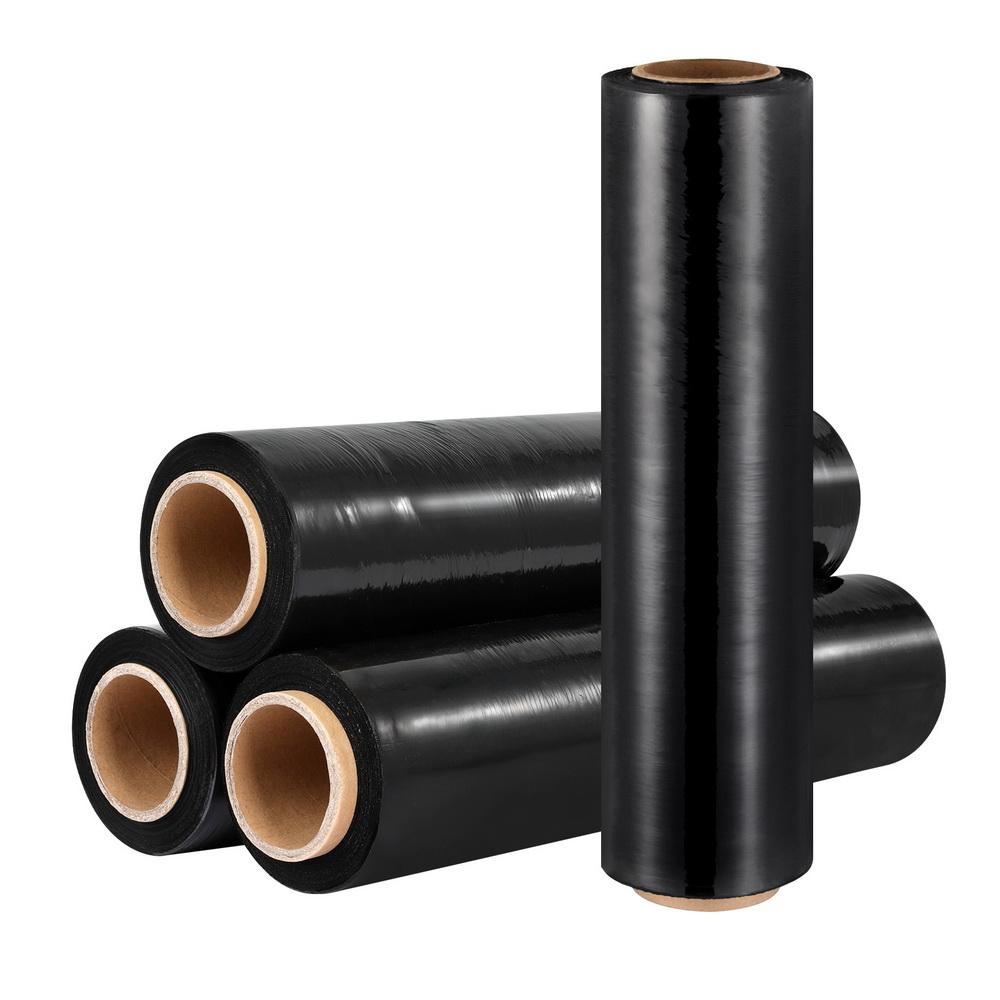 500mm x 400m Stretch Film Pallet Shrink Wrap 4 Rolls Package Use Plastic Black - Image 1
