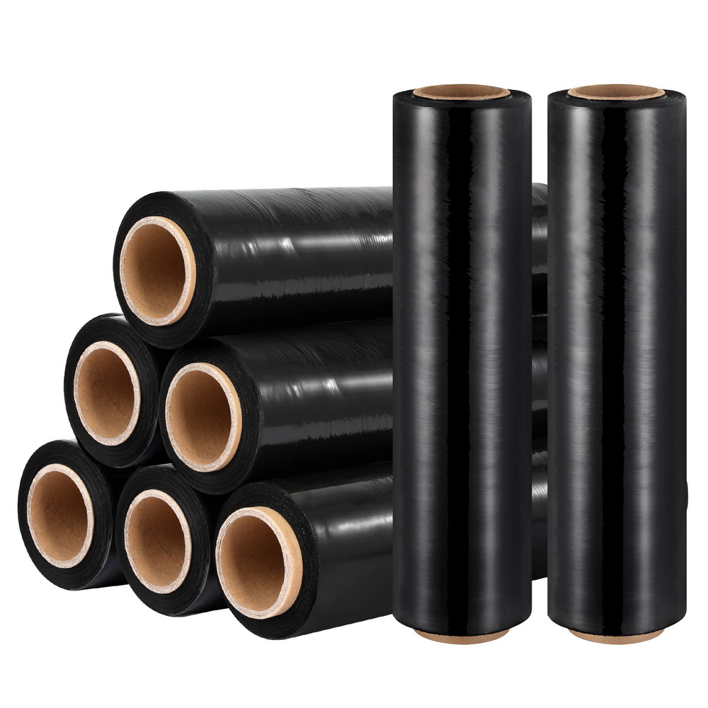 500mm x 400m Stretch Film Pallet Shrink Wrap 8 Rolls Package Use Plastic Black - Image 1