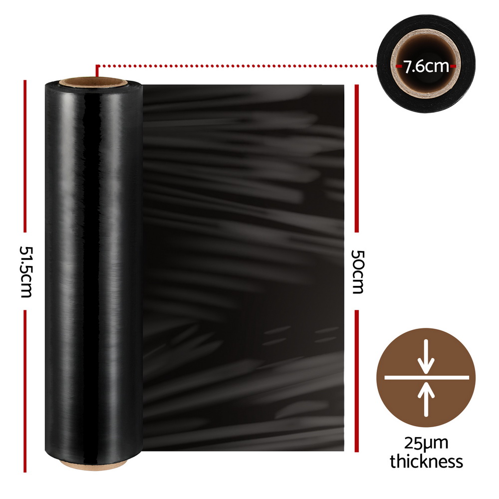 500mm x 400m Stretch Film Pallet Shrink Wrap 8 Rolls Package Use Plastic Black - Image 2