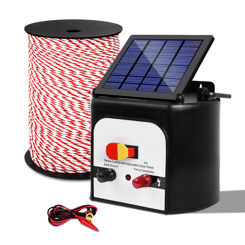Giantz Fence Energiser 8KM Solar Powered Electric 500M Poly Rope - Image 3