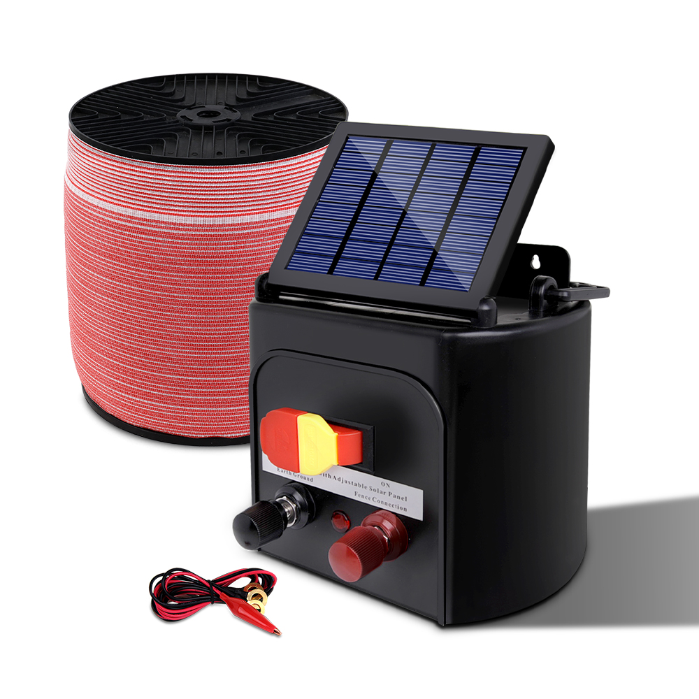 Giantz Fence Energiser 5KM Solar Powered Electric 1200M Poly Tape - Image 3