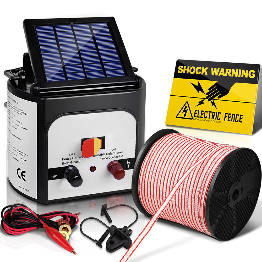 Giantz Fence Energiser 8KM Solar Powered Electric 400M Poly Tape Insulator - Image 8