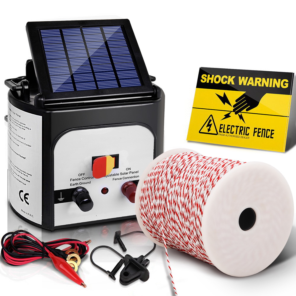 Giantz Fence Energiser 8KM Solar Powered Electric 500M Poly Wire Insulator - Image 8
