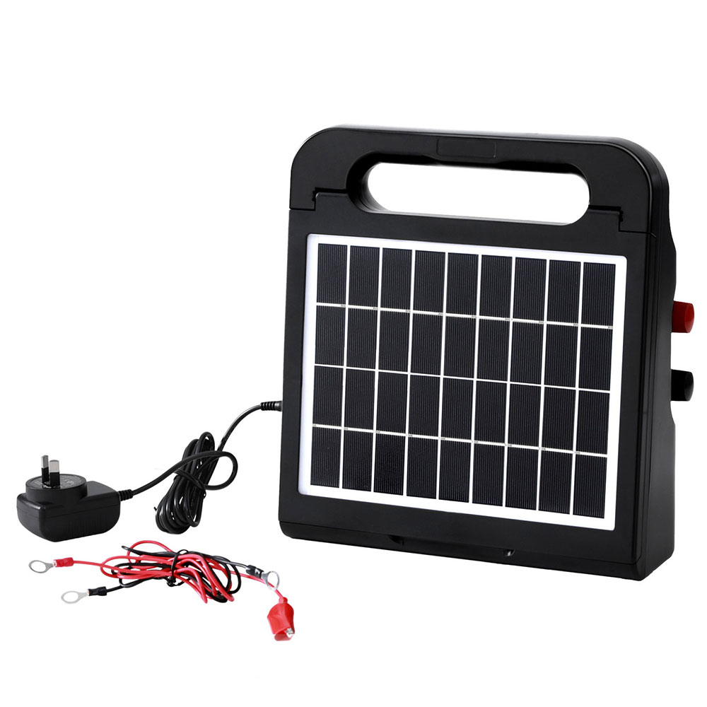 Giantz 10km Electric Fence Energiser Solar Energizer Charger Farm Animal 0.3J - Image 1