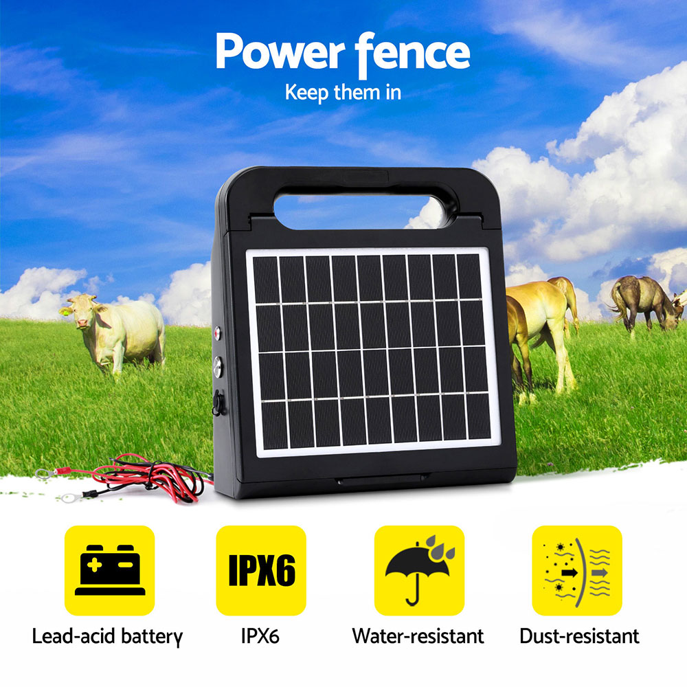Giantz 10km Electric Fence Energiser Solar Energizer Charger Farm Animal 0.3J - Image 4