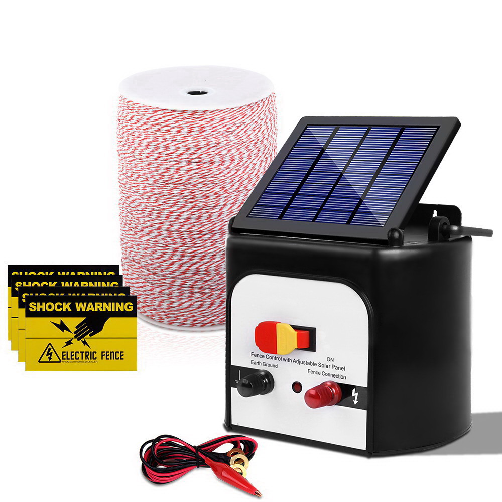 Giantz Fence Energiser 8KM Solar Powered Electric 2KM Poly Wire - Image 7