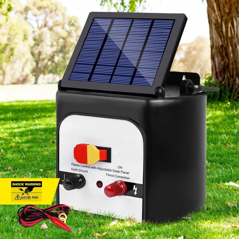 Giantz Fence Energiser 8KM Solar Powered 0.3J Electric Fencing Charger - Image 1