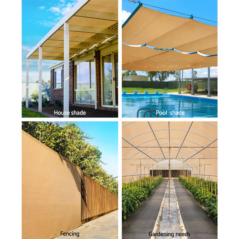 Instahut 50% Shade Cloth 1.83x10m Shadecloth Sail Hevy Duty Beige - Image 4