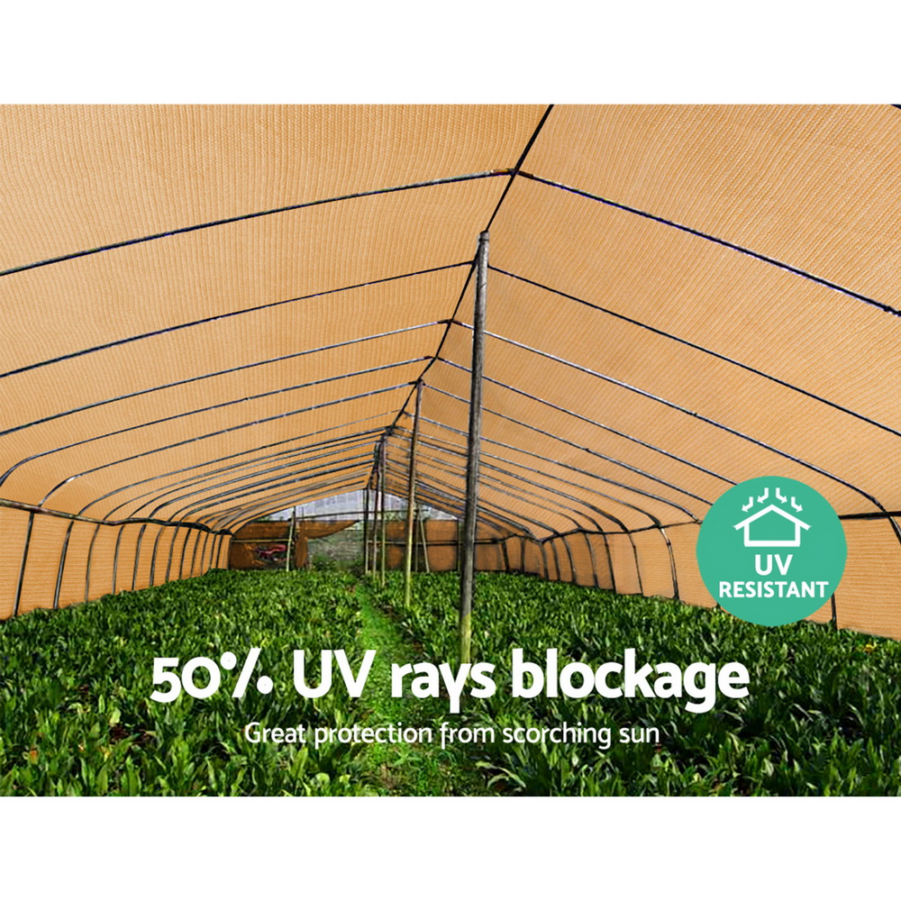 Instahut 50% Shade Cloth 1.83x10m Shadecloth Sail Hevy Duty Beige - Image 6