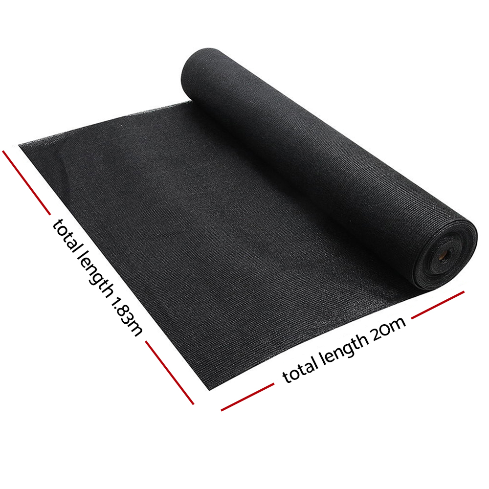 Instahut 90% Shade Cloth 1.83x20m Shadecloth Sail Heavy Duty Black - Image 2