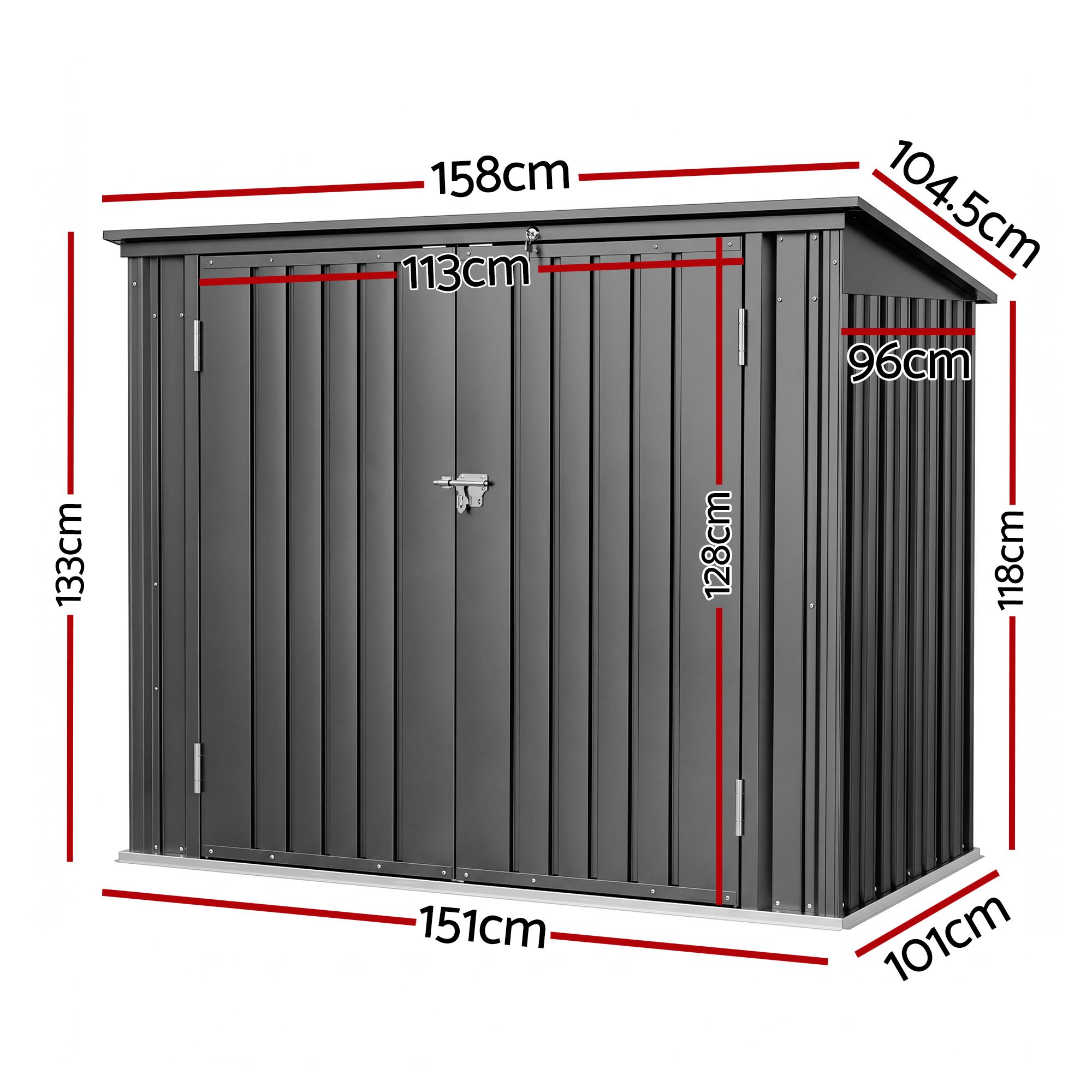 Giantz Garden Shed Wheelie Bin Storage Enclosure Outdoor Lockable Steel Cabinet - Image 2