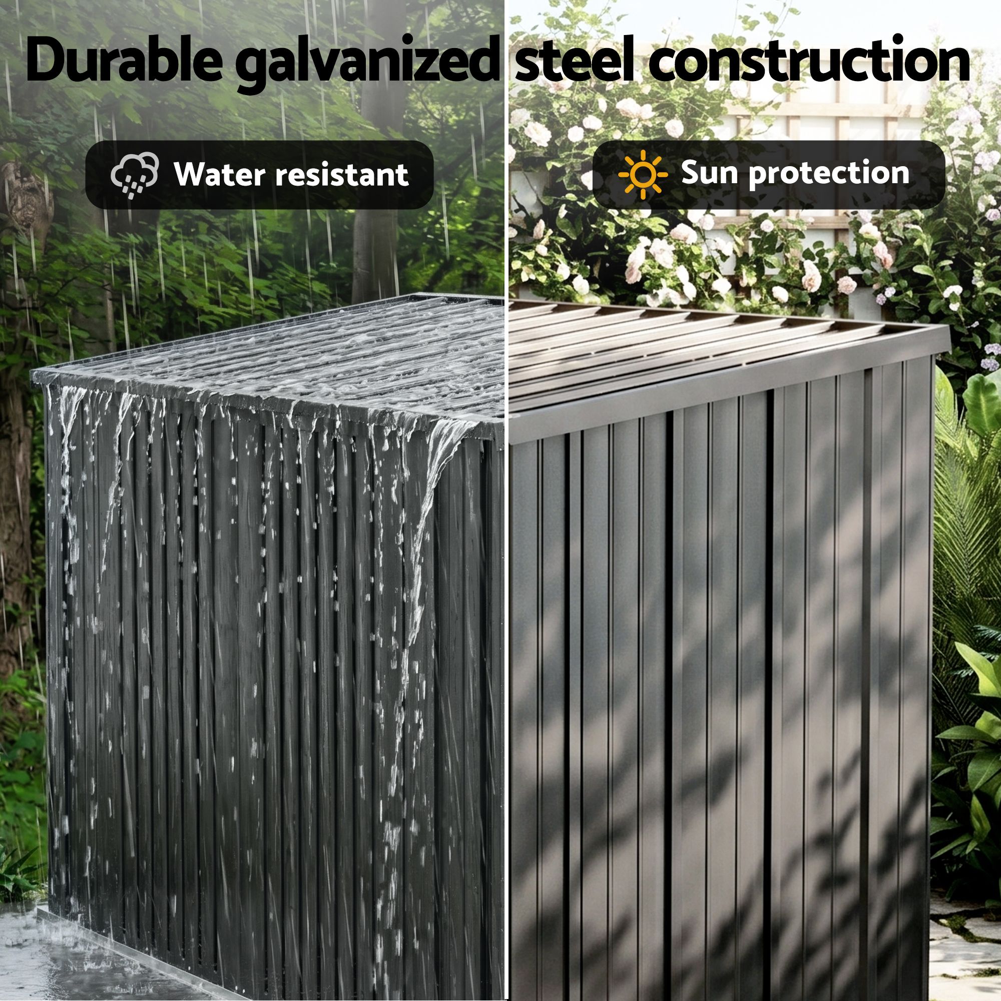 Giantz Garden Shed Wheelie Bin Storage Enclosure Outdoor Lockable Steel Cabinet - Image 6