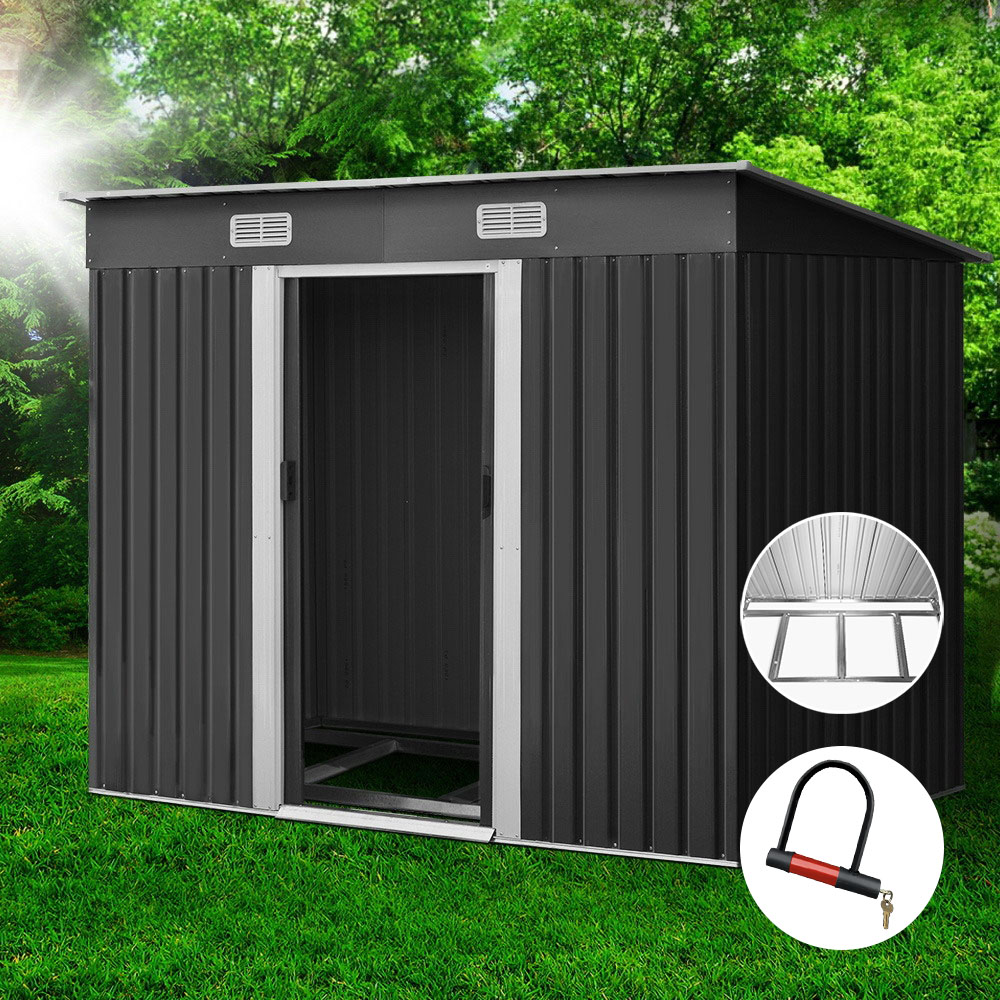Giantz Garden Shed 2.38x1.31M w/Metal Base Sheds Outdoor Storage Tool Workshop Sliding Door - Image 1