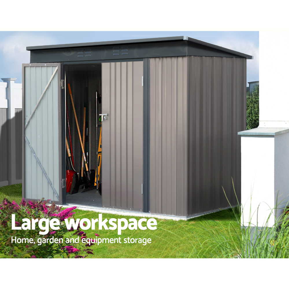 Giantz Garden Shed 2.31x1.31M Sheds Outdoor Storage Tool Metal Workshop Shelter Double Door - Image 4