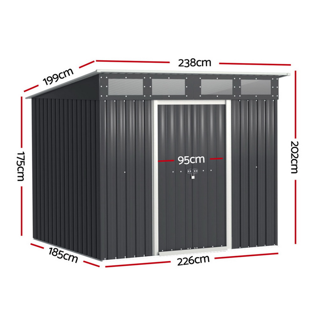 Giantz Garden Shed 2.38x1.99M Outdoor Storage Tool Workshop House Shelter - Image 2