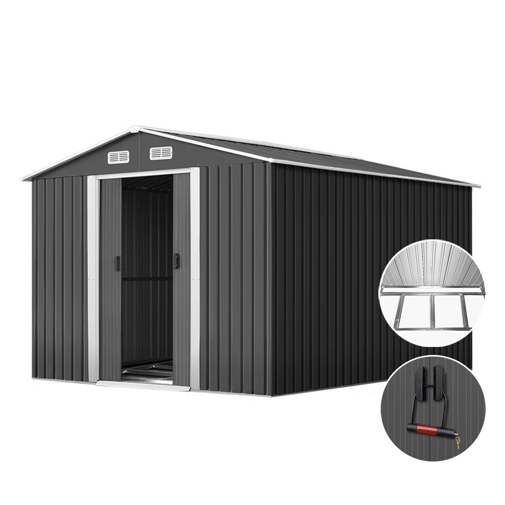 Giantz Garden Shed 2.6x3.9M w/Metal Base Sheds Outdoor Storage Workshop Tool Shelter Sliding Door - Image 8