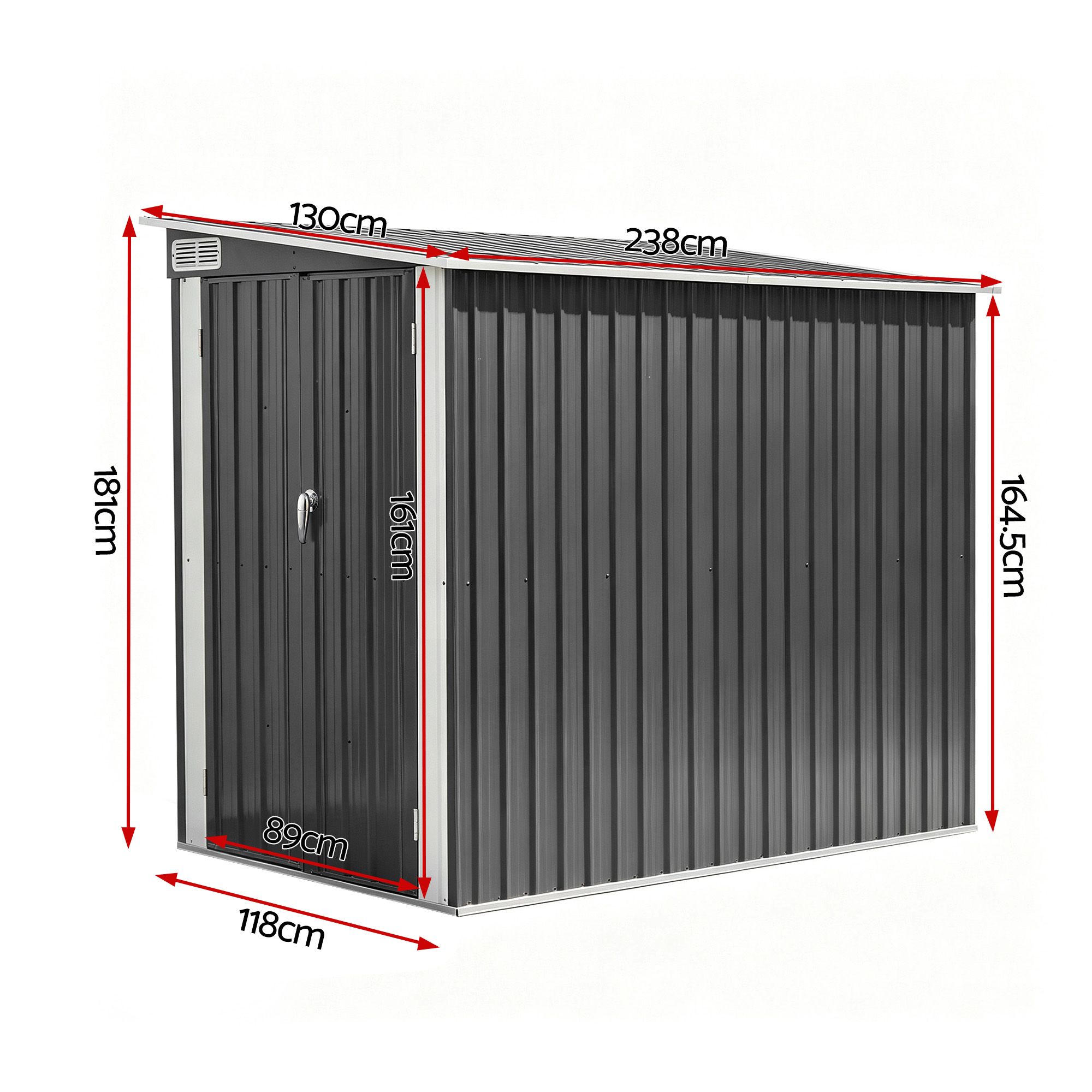 Giantz Garden Shed 118x238cm Lean To Bike Shelter Backyard Outdoor Storage - Image 2