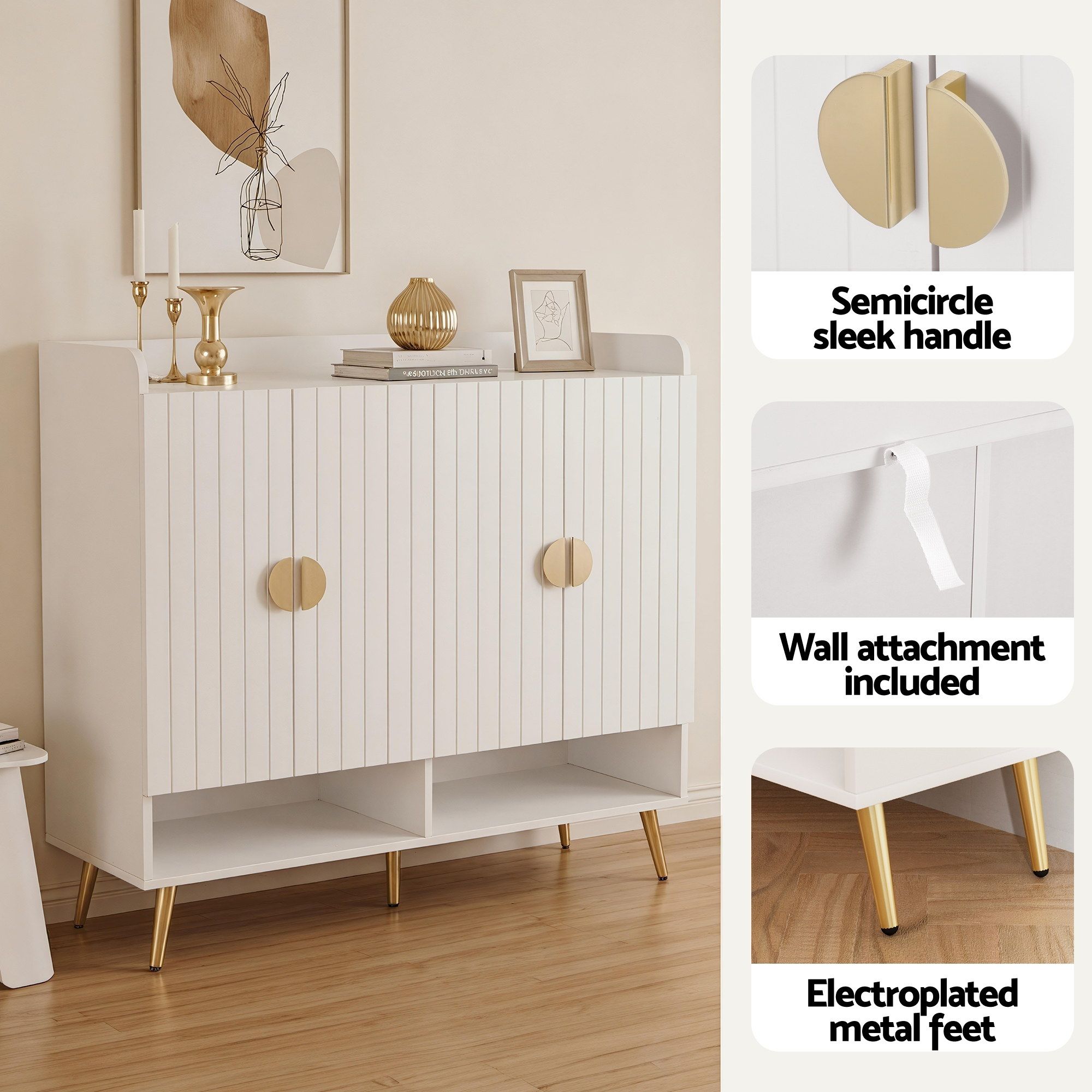 Artiss Shoe Rack Cabinet & Clothes Rack Set Storage Shelf White Pine - Image 6