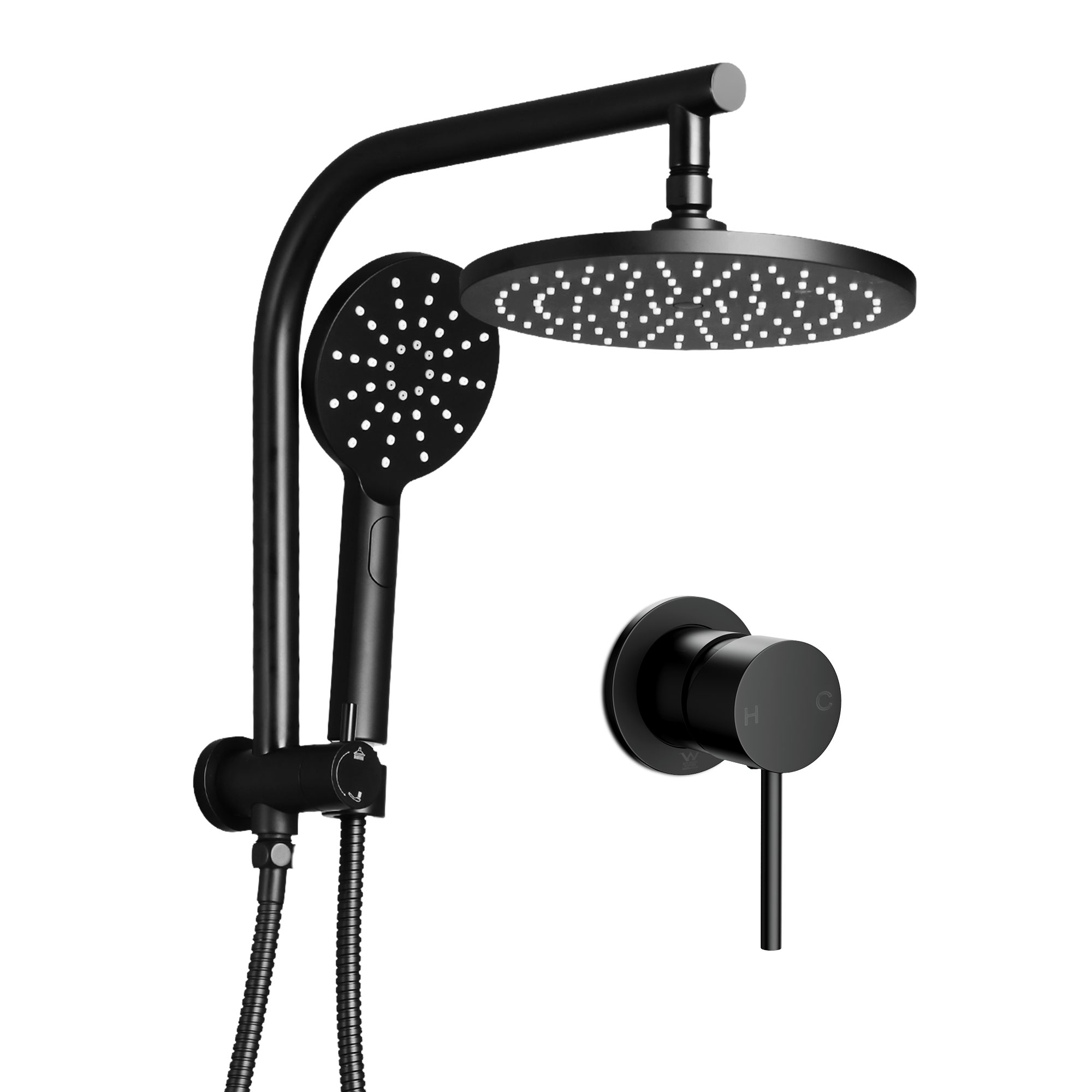 Cefito 9'' Rain Shower Head Set Handheld Round High Pressure Mixer Tap Chrome - Image 2