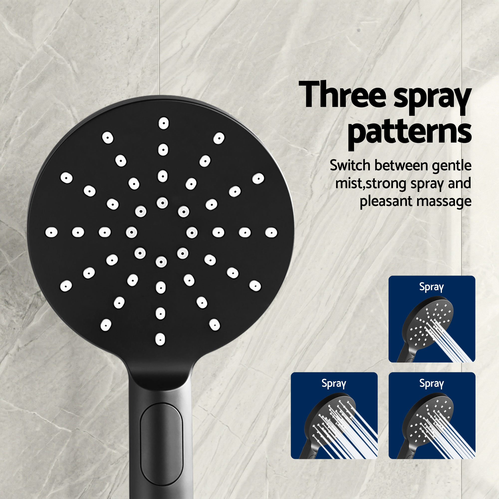 Cefito 9'' Rain Shower Head Set Handheld Round High Pressure Mixer Tap Chrome - Image 5