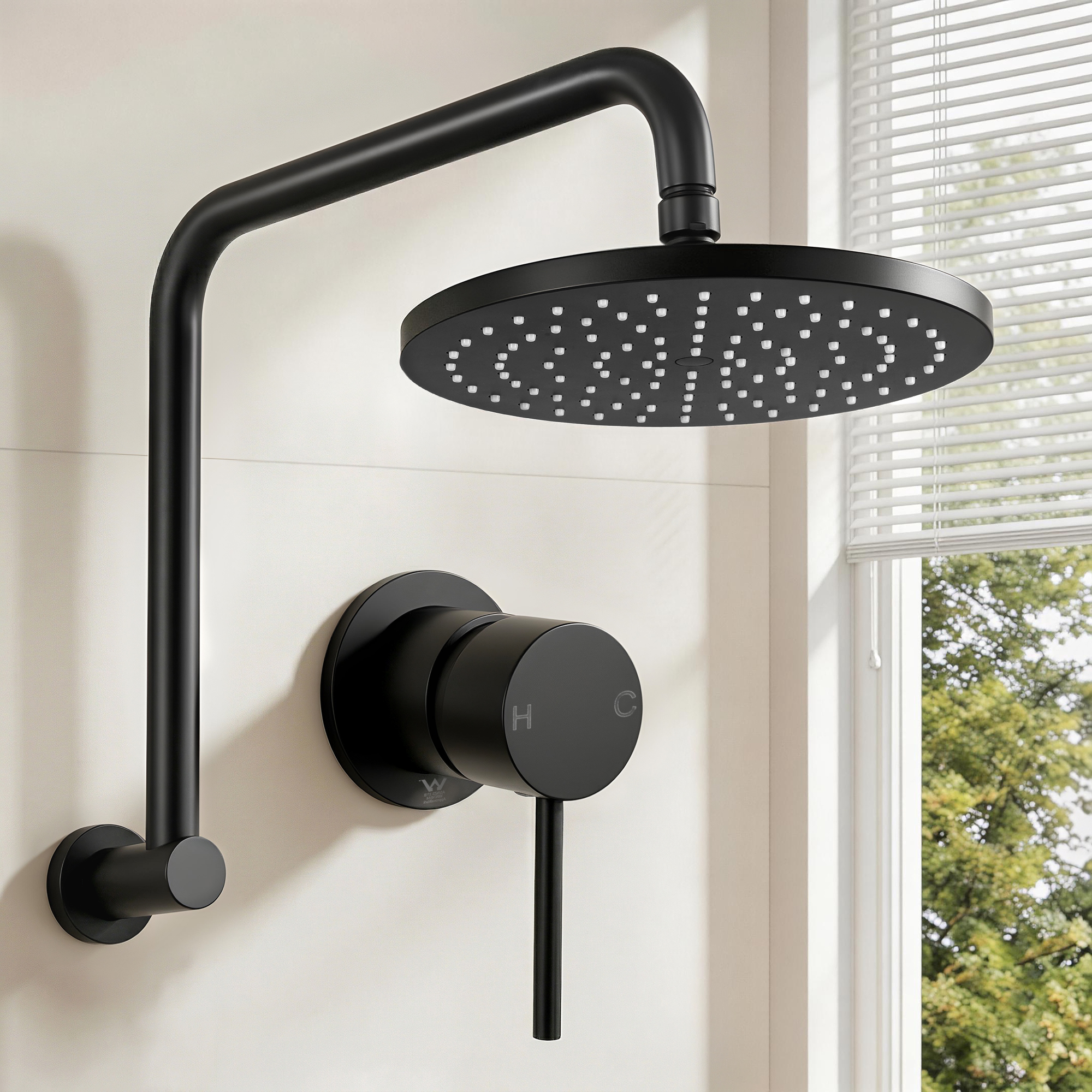 Cefito 9'' Rain Overhead Swivel Shower Head with Wall Bathroom Mixer - Image 1