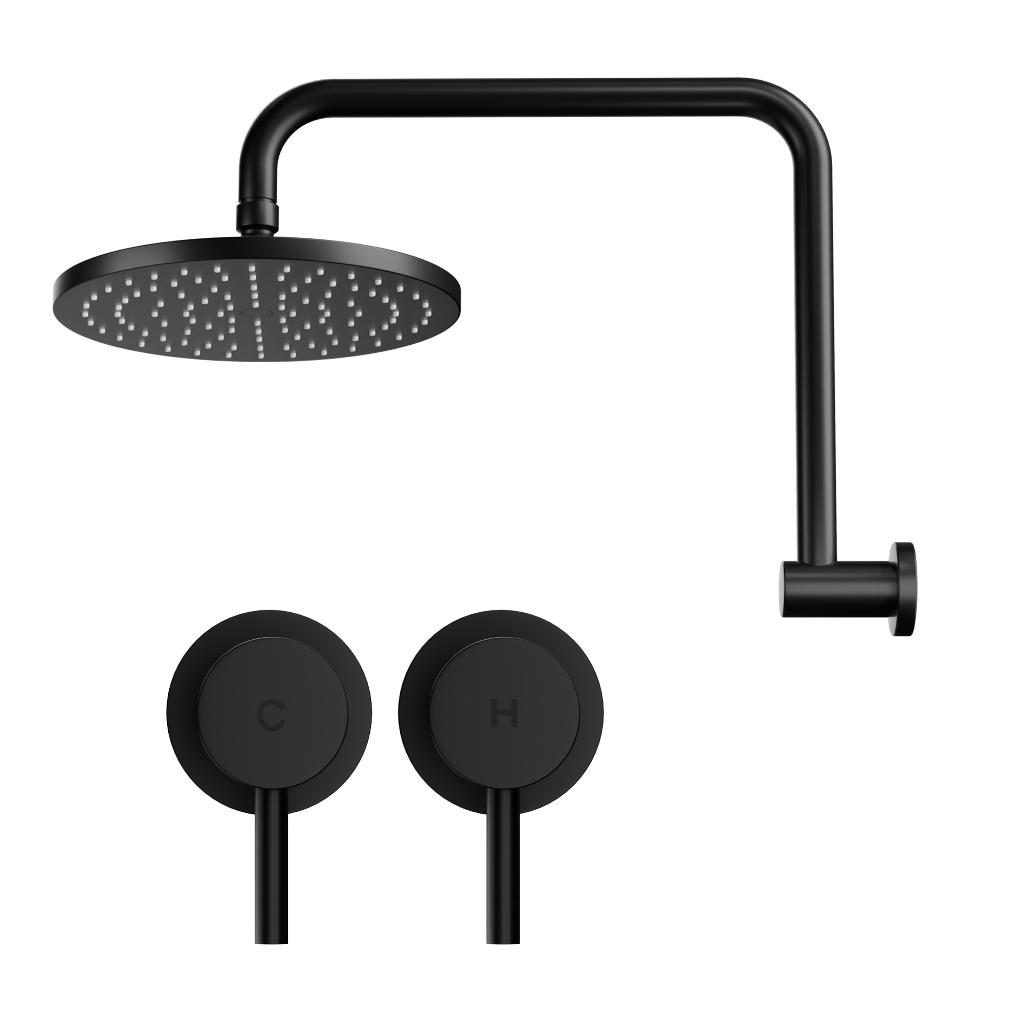 Cefito 9'' Rain Overhead Swivel Shower Head with Wall Twin Swivel Bathroom Tap - Image 4