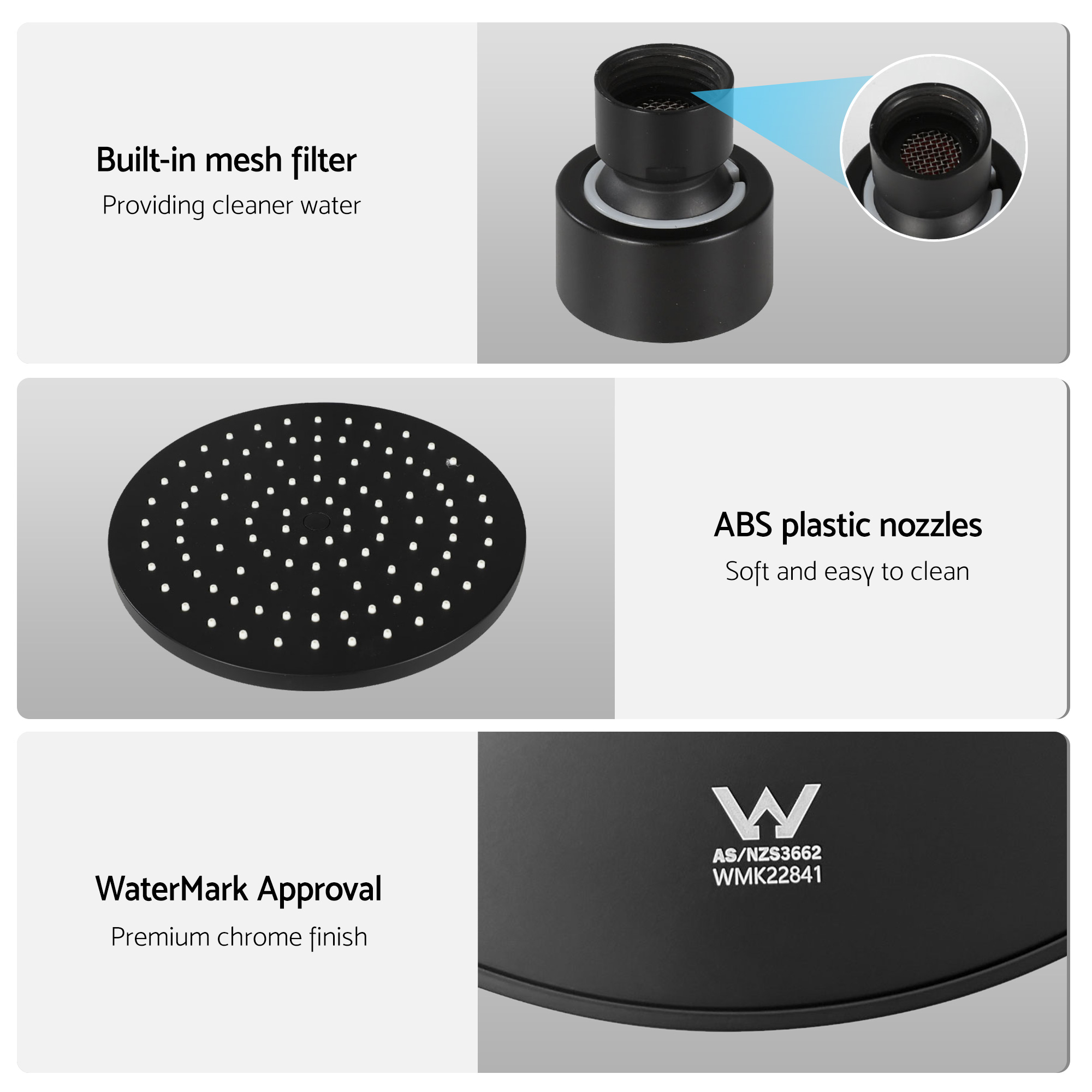 Cefito 9'' Rain Overhead Swivel Shower Head with Wall Twin Swivel Bathroom Tap - Image 7