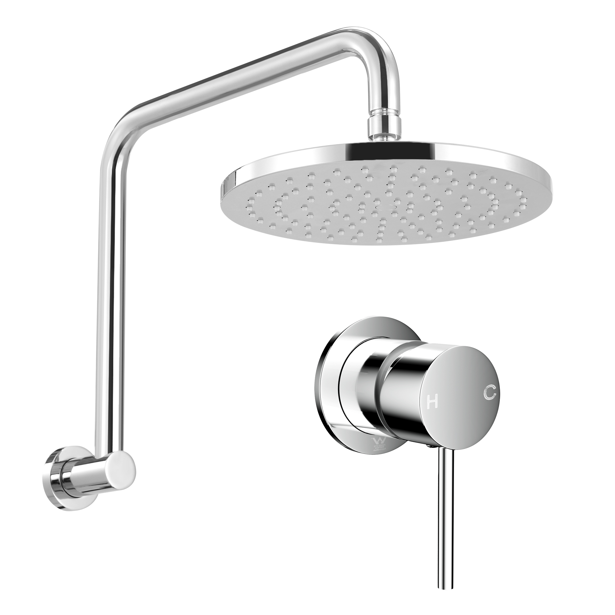 Cefito 9'' Rain Overhead Swivel Shower Head with Wall Bathroom Mixer Silver - Image 2