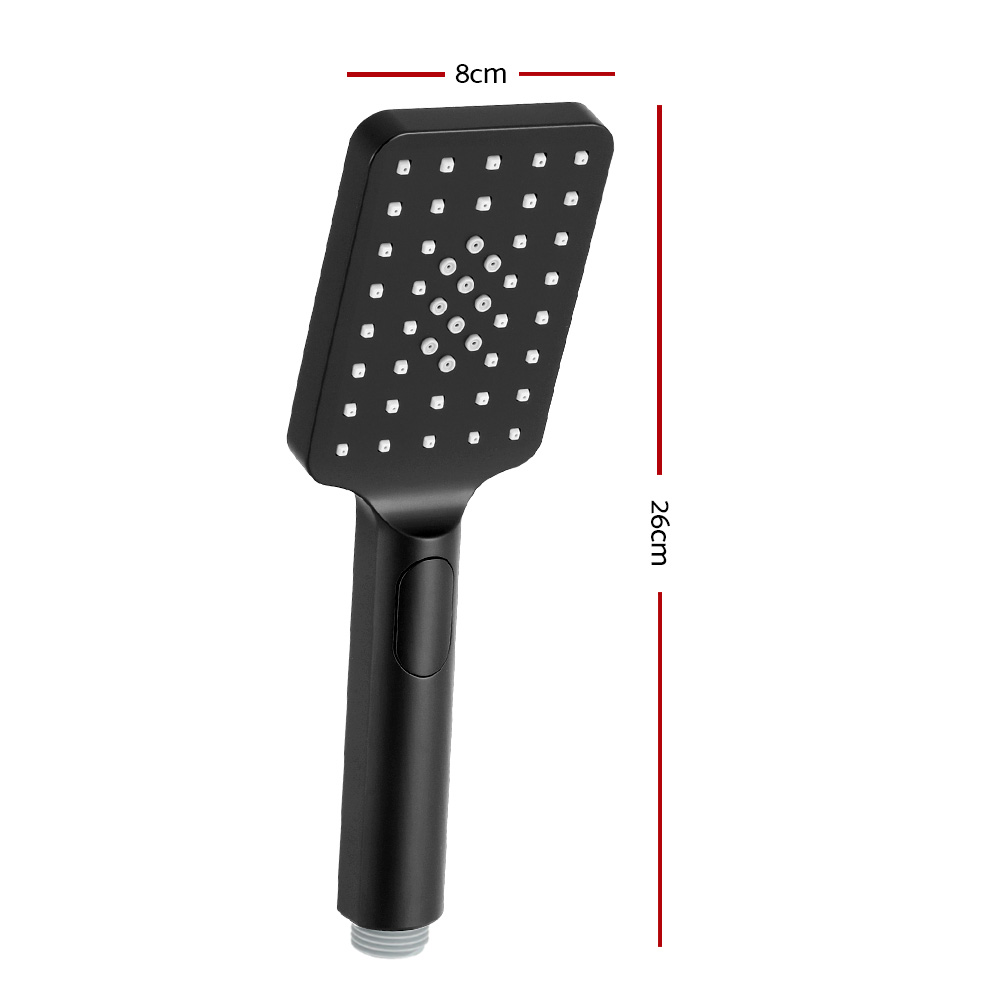 Handheld Shower Head 3.1'' High Pressure 3 Spray Modes Square Black - Image 2