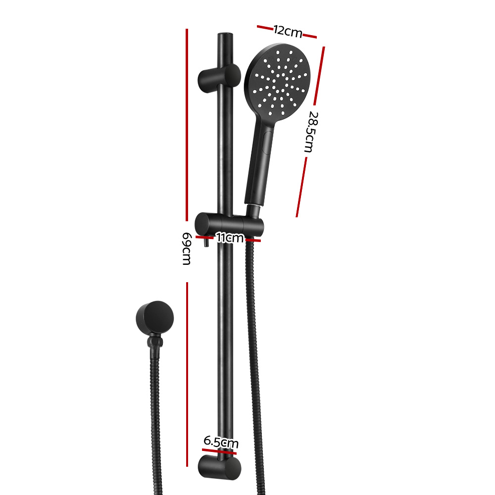 Handheld Shower Head Wall Holder 4.7'' High Pressure Adjustable 3 Modes Black - Image 2