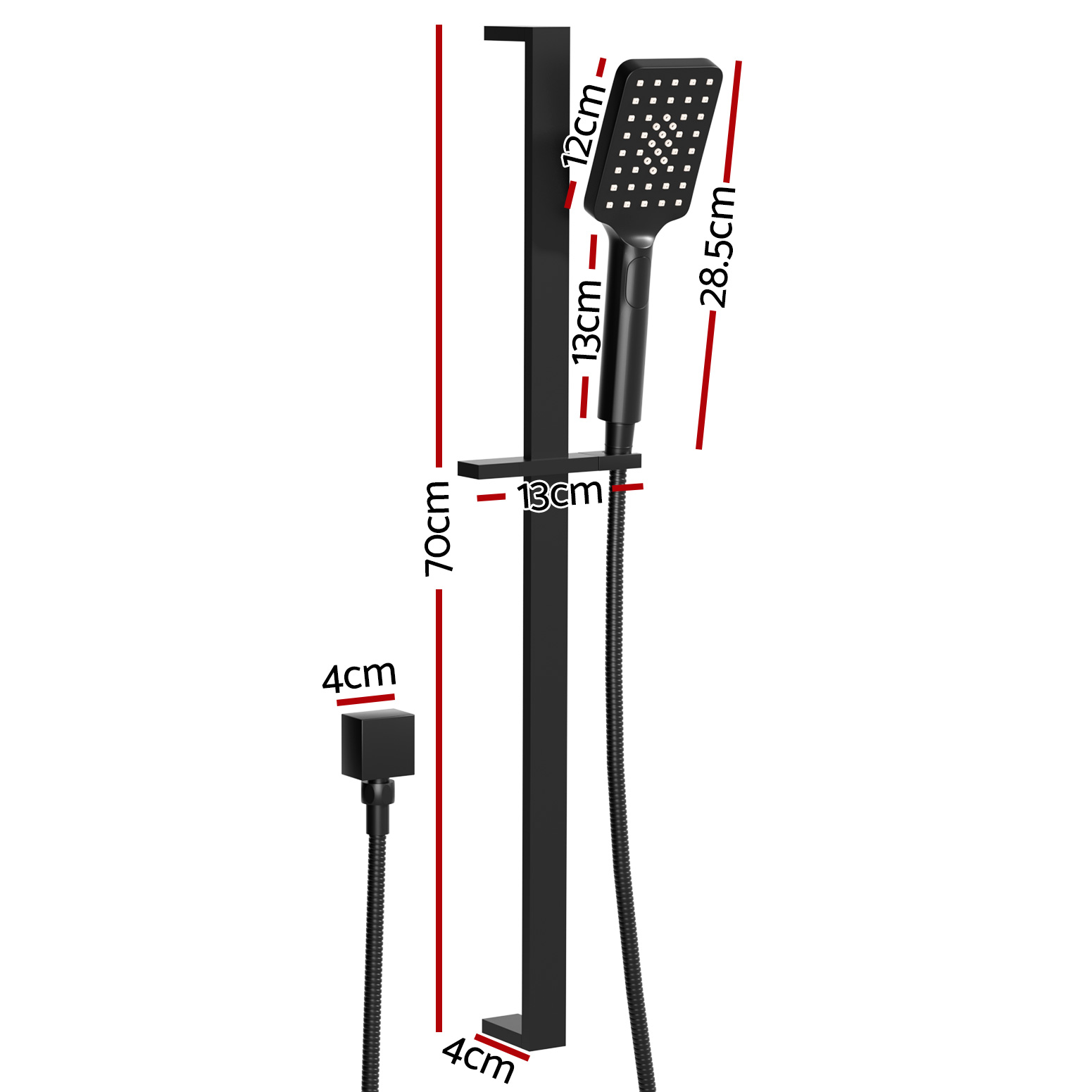 Handheld Shower Head Set 3.1'' High Pressure Black - Image 2