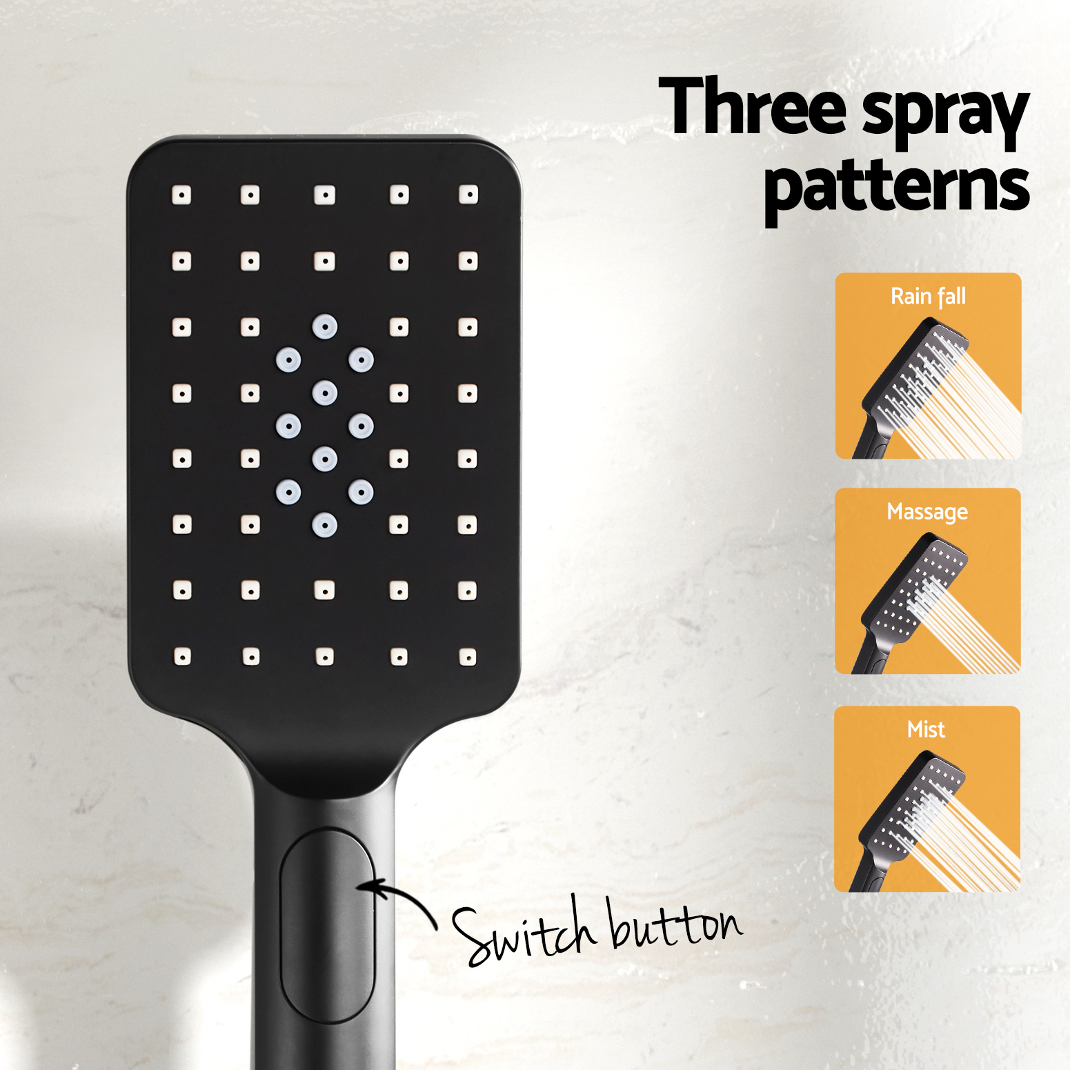 Handheld Shower Head Holder 3.1'' High Pressure Black - Image 6