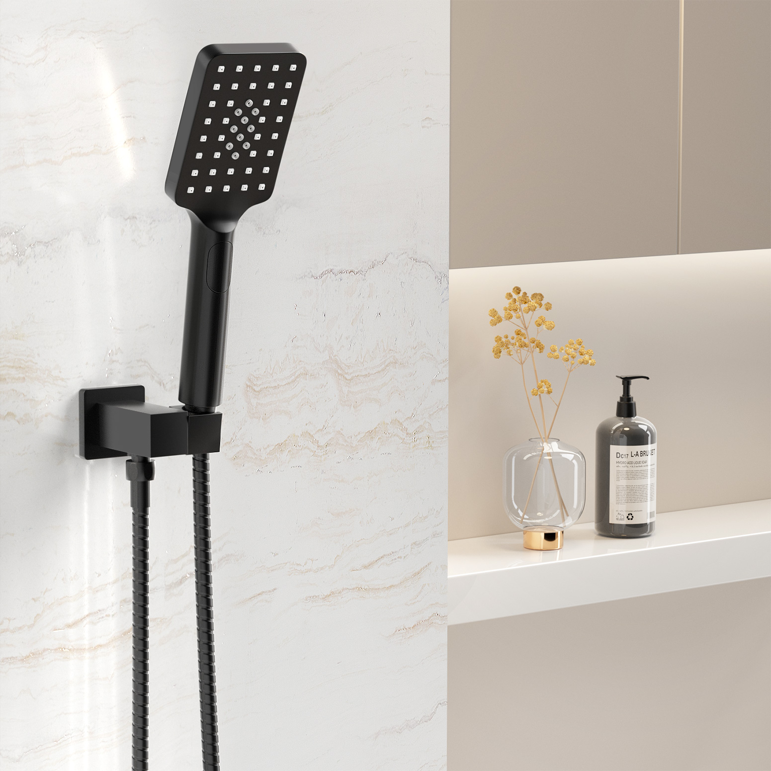 Handheld Shower Head Holder 3.1'' High Pressure Black - Image 7