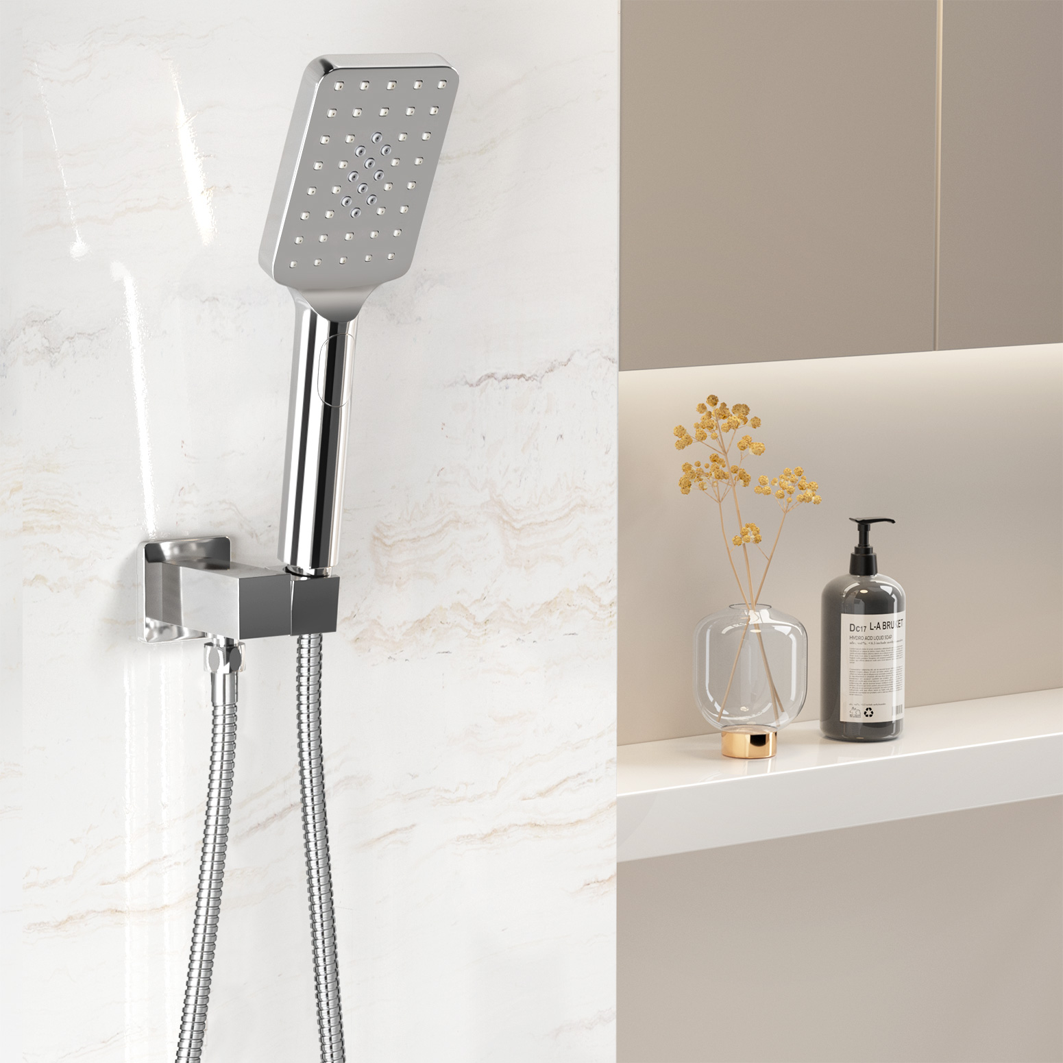 Handheld Shower Head Holder 3.1'' High Pressure Silver - Image 7