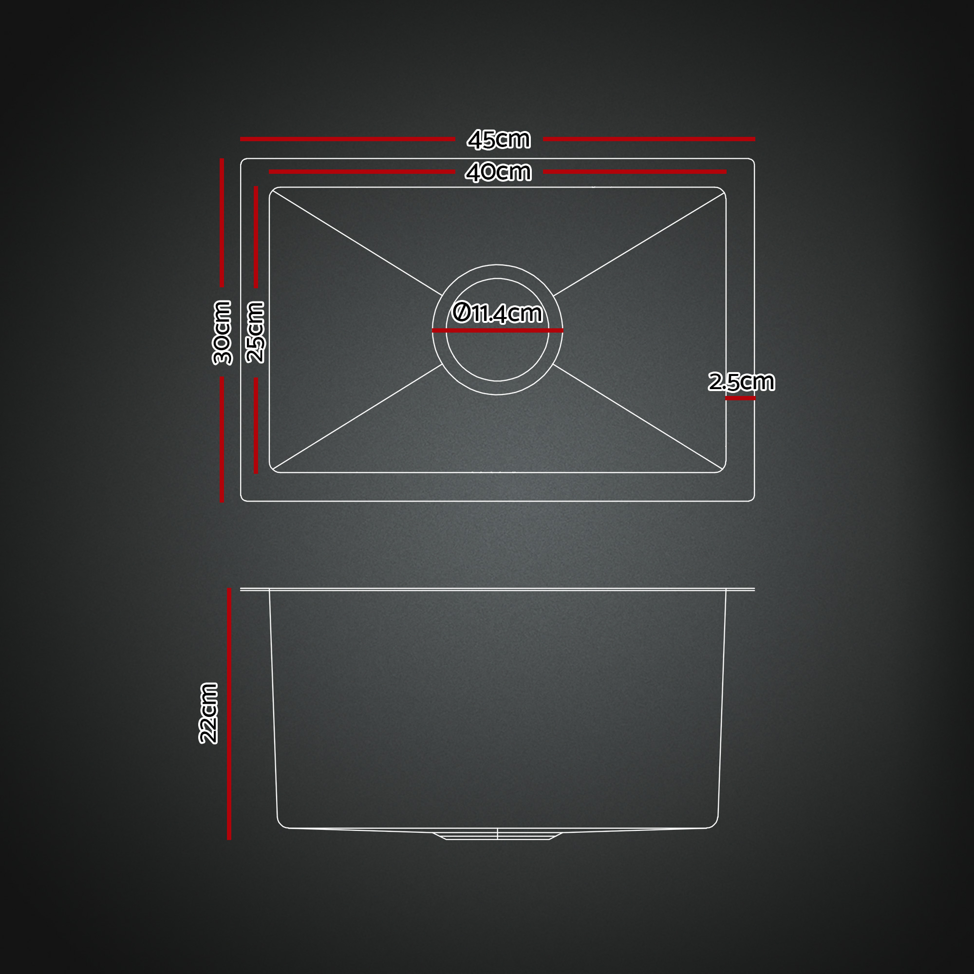 Cefito Stainless Steel Sink 30x45CM With Pull Out Mixer Tap Kitchen Basin Single Bowl Black - Image 2