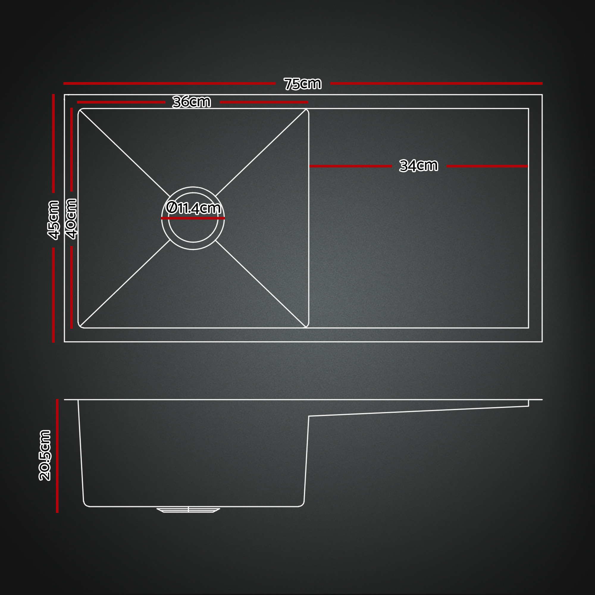 Cefito Stainless Steel Sink 75x45CM With Pull Out Mixer Tap Kitchen Basin Single Bowl Black - Image 2