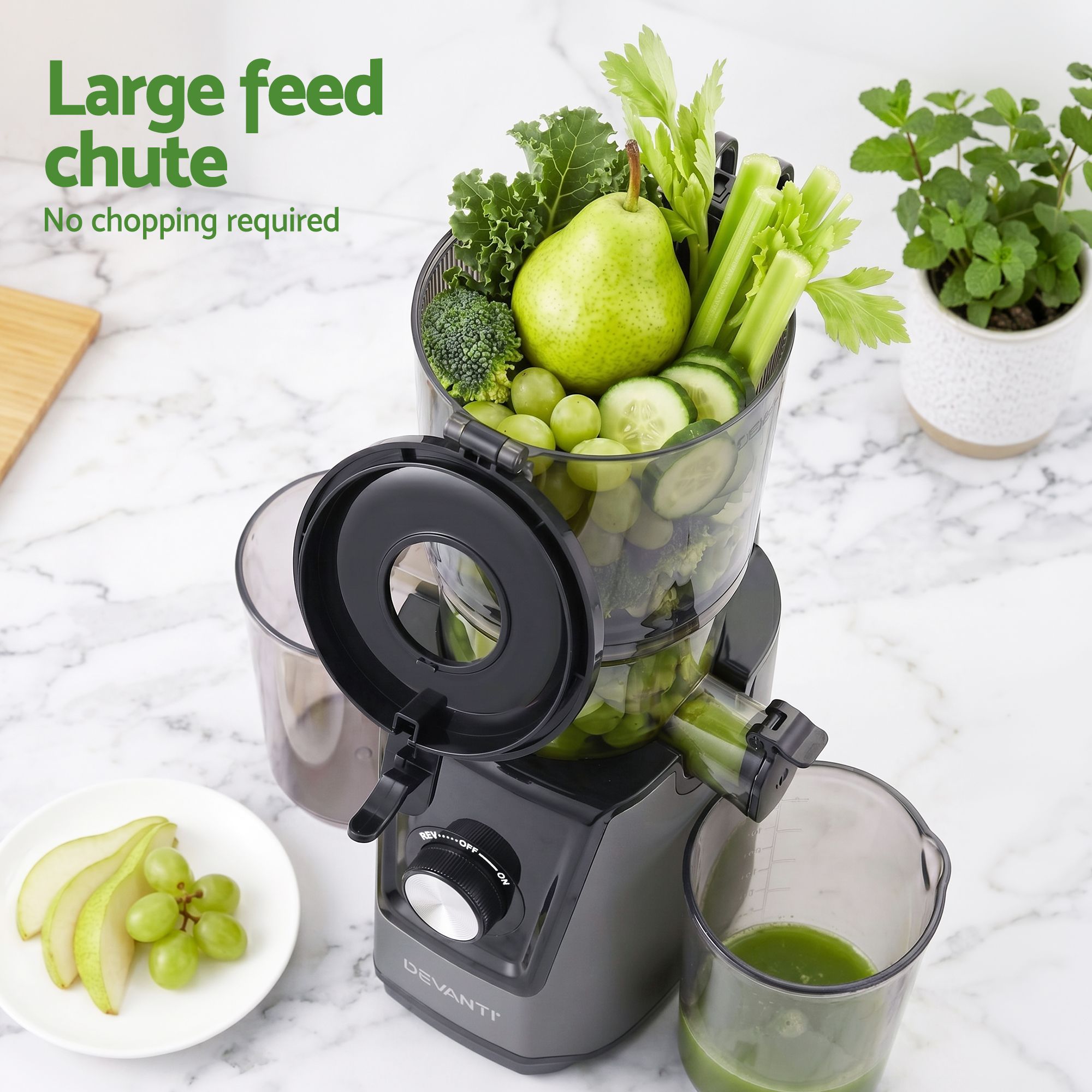 DEVANTI Slow Juicer Cold Press 200W for Fruit Vegetable Juice - Image 4