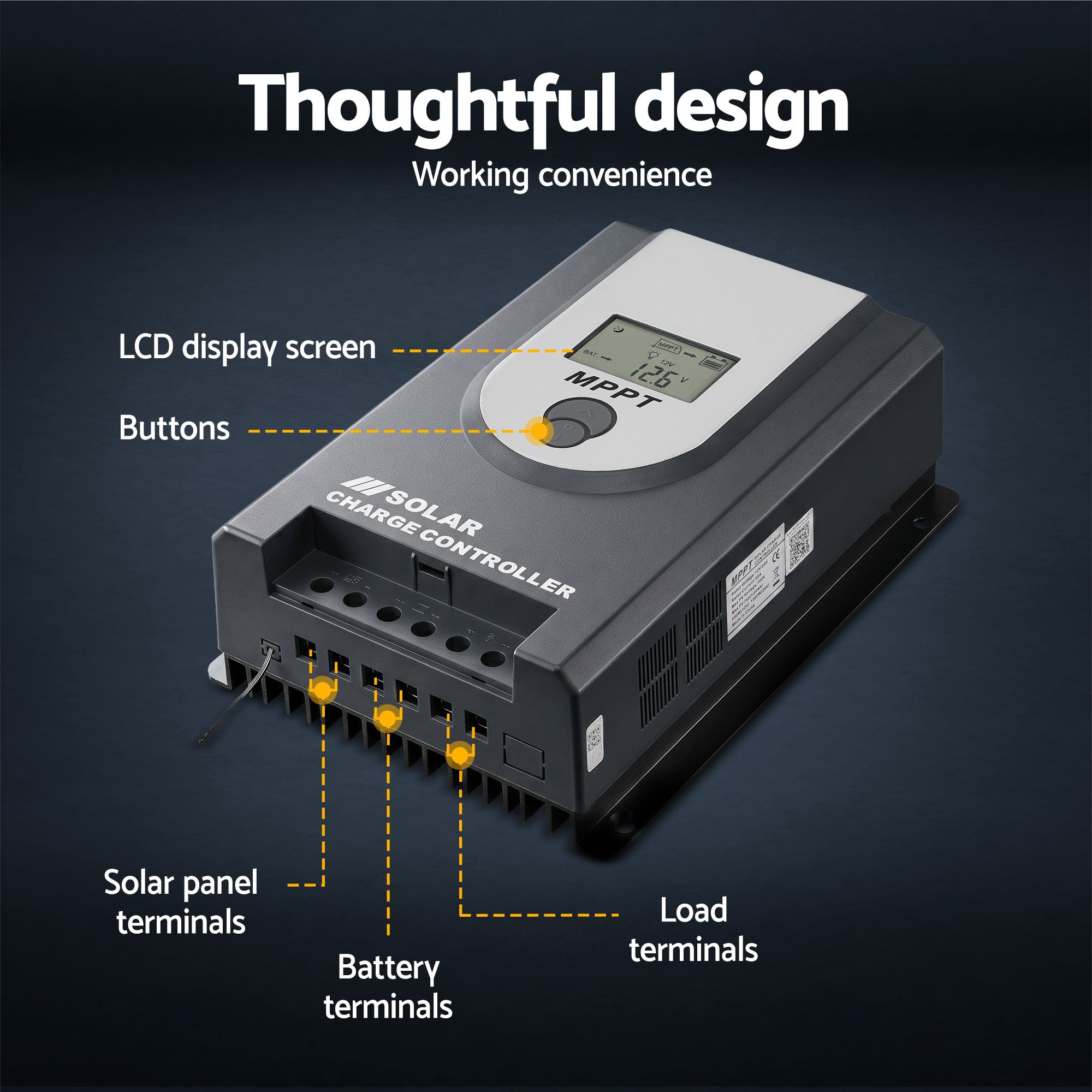 Giantz 50A MPPT Solar Charge Controller Auto 12V/24V Battery Regulator Bluetooth - Image 7