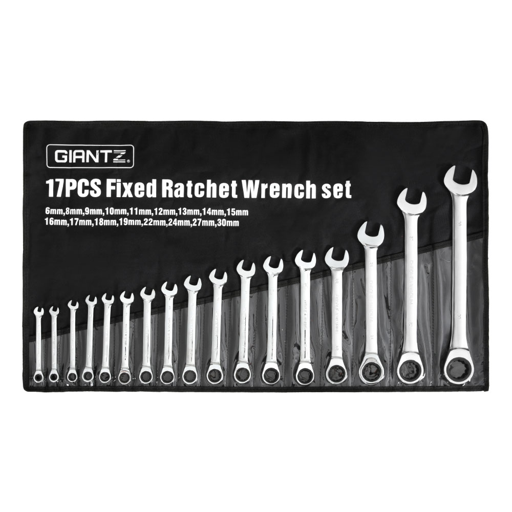 Giantz 17pcs Ratchet Spanner Set Metric 6MM-30MM - Image 1