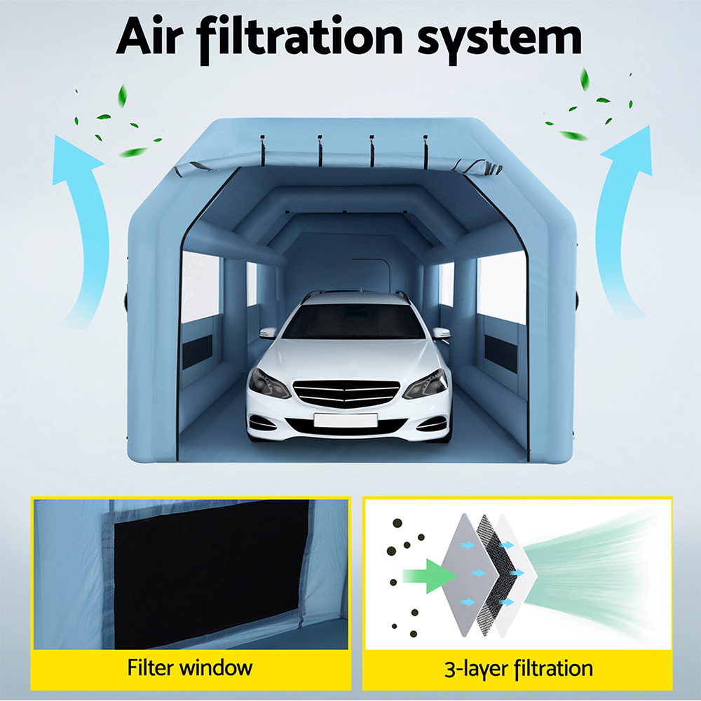Giantz Inflatable Spray Booth 10X5M Car Paint Tent Filter System 2 Blowers - Image 5