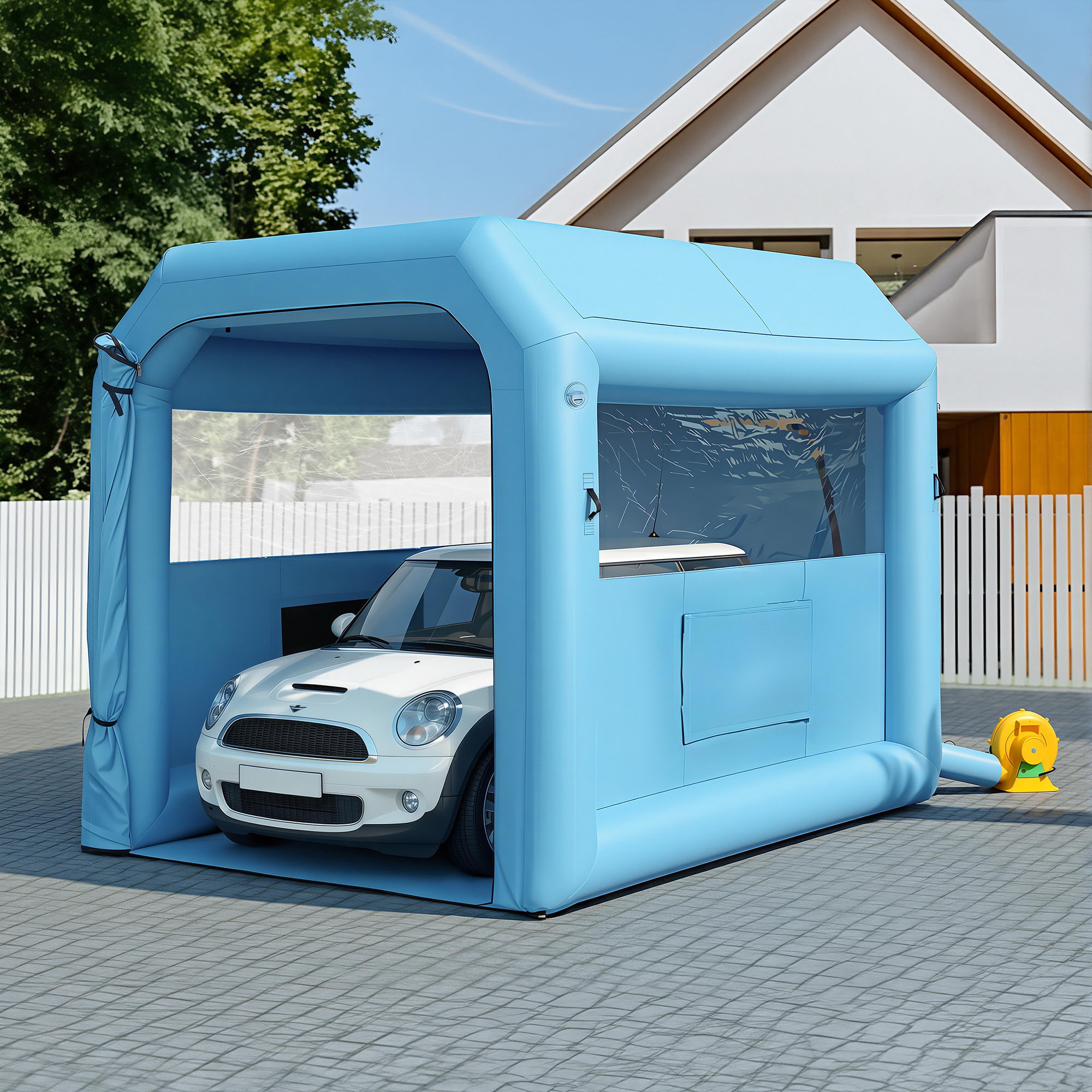 Giantz Inflatable Paint Booth 2.5X2.5X3M Inflatable Spray Booth with 550W Powerful Blower and Air Filter System, Round Roof with Light Hook, for Painting Bicycle, Motorcycle, Furniture Refinishing DIY - Image 1