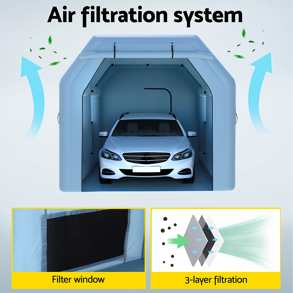 Giantz Inflatable Spray Booth 4X3M Car Paint Tent Filter System Blower - Image 5