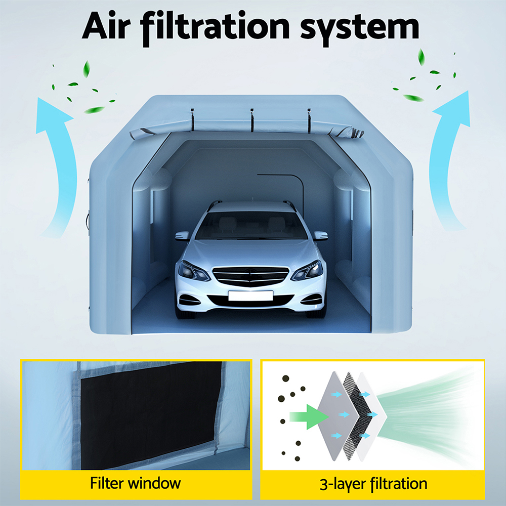 Giantz Inflatable Spray Booth 6X4M Car Paint Tent Filter System Blower - Image 5
