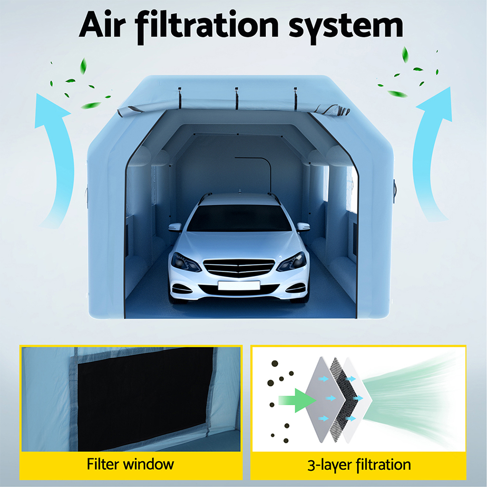Giantz Inflatable Spray Booth 8.5X4.8M Car Paint Tent Filter System 2 Blowers - Image 5