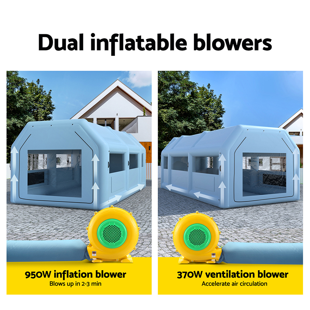 Giantz Inflatable Spray Booth 8.5X4.8M Car Paint Tent Filter System 2 Blowers - Image 6