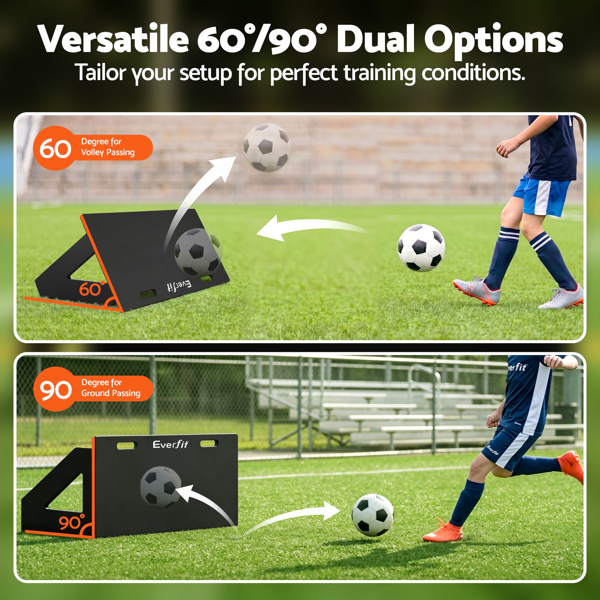 Everfit Soccer Rebounder Board 80cm x 30cm Football Rebound Wall with 2 Angles - Image 6