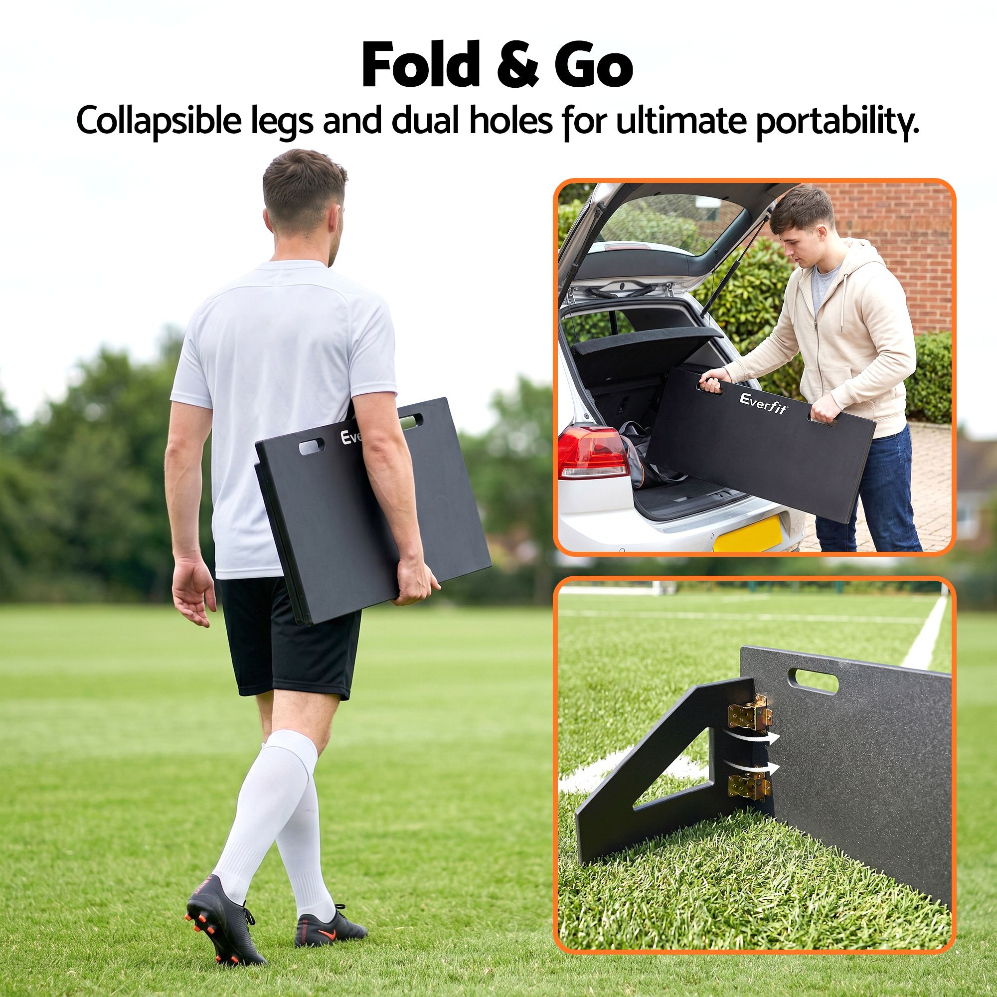 Everfit Soccer Rebounder Board 80cm x 30cm Football Rebound Wall with 2 Angles - Image 7