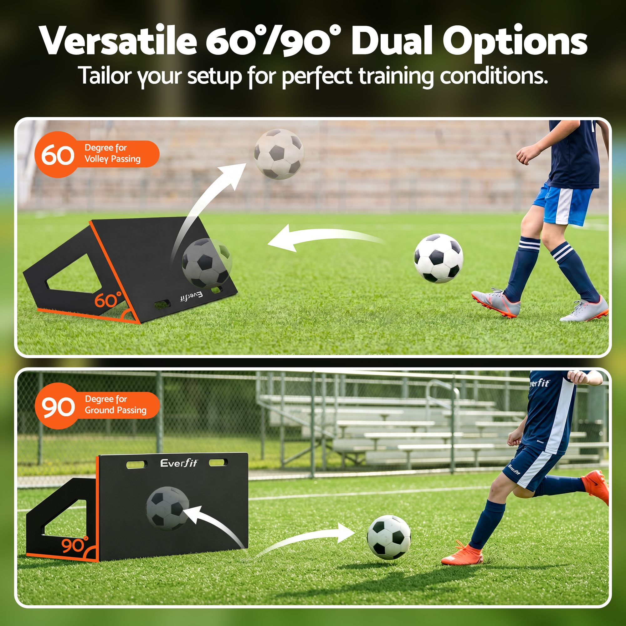 Everfit Soccer Rebounder Board 100x40cm Football Rebound Wall with 2 Angles - Image 6