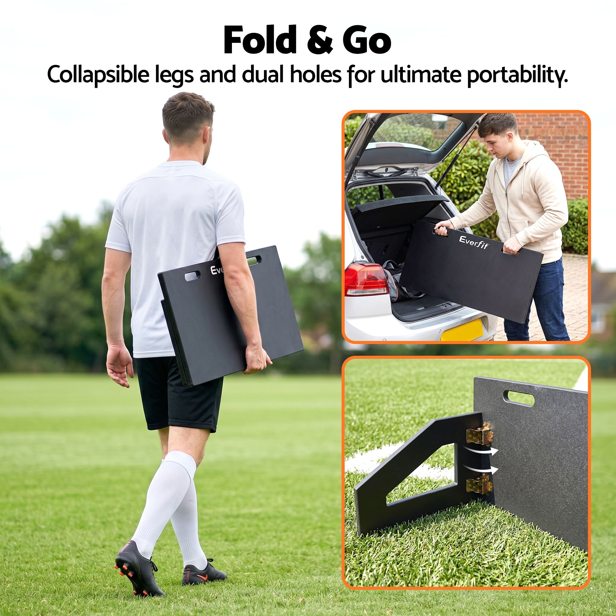 Everfit Soccer Rebounder Board 100x40cm Football Rebound Wall with 2 Angles - Image 7